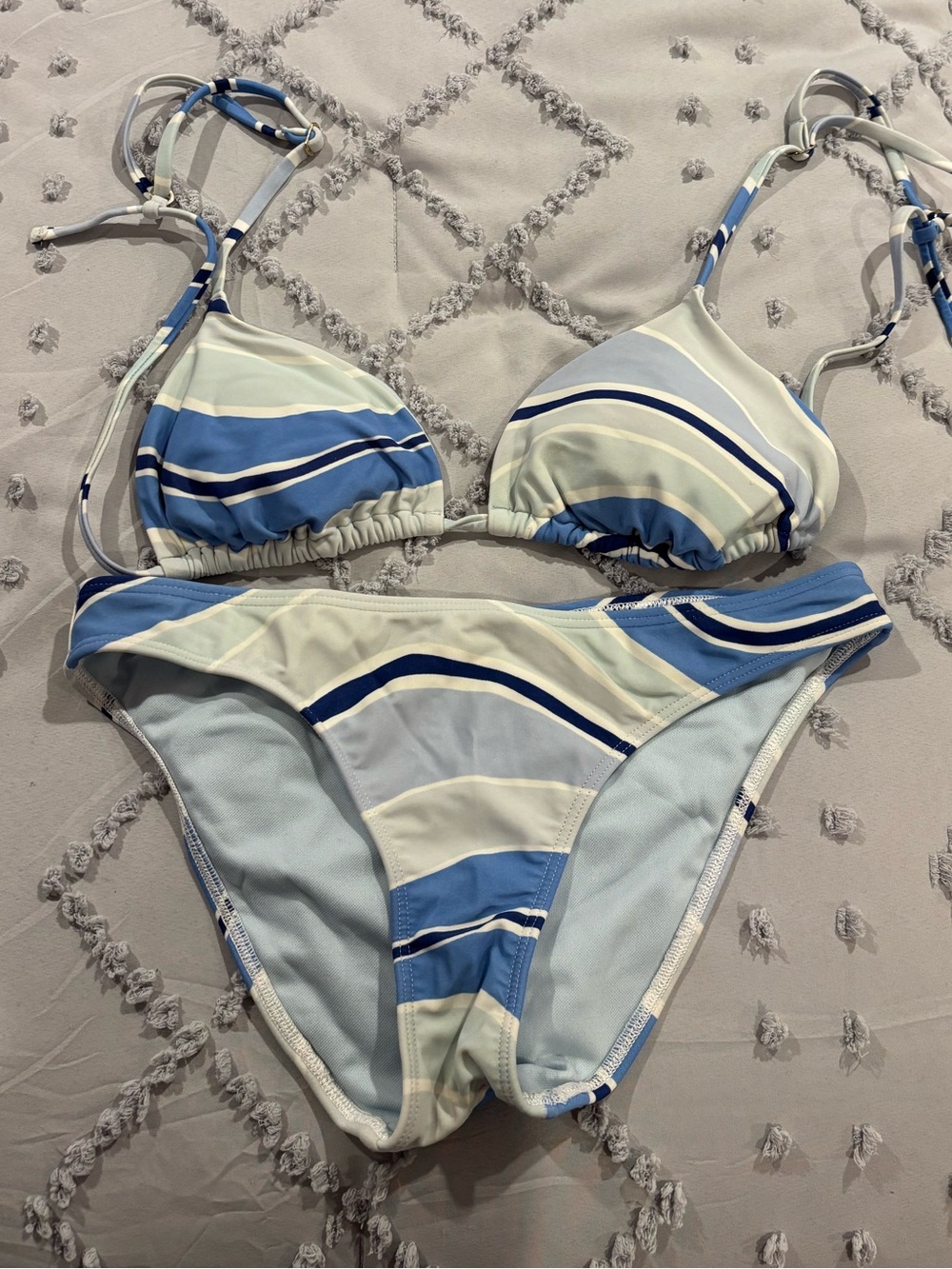 Hollister Blue & White Striped Triangle Bikini Set